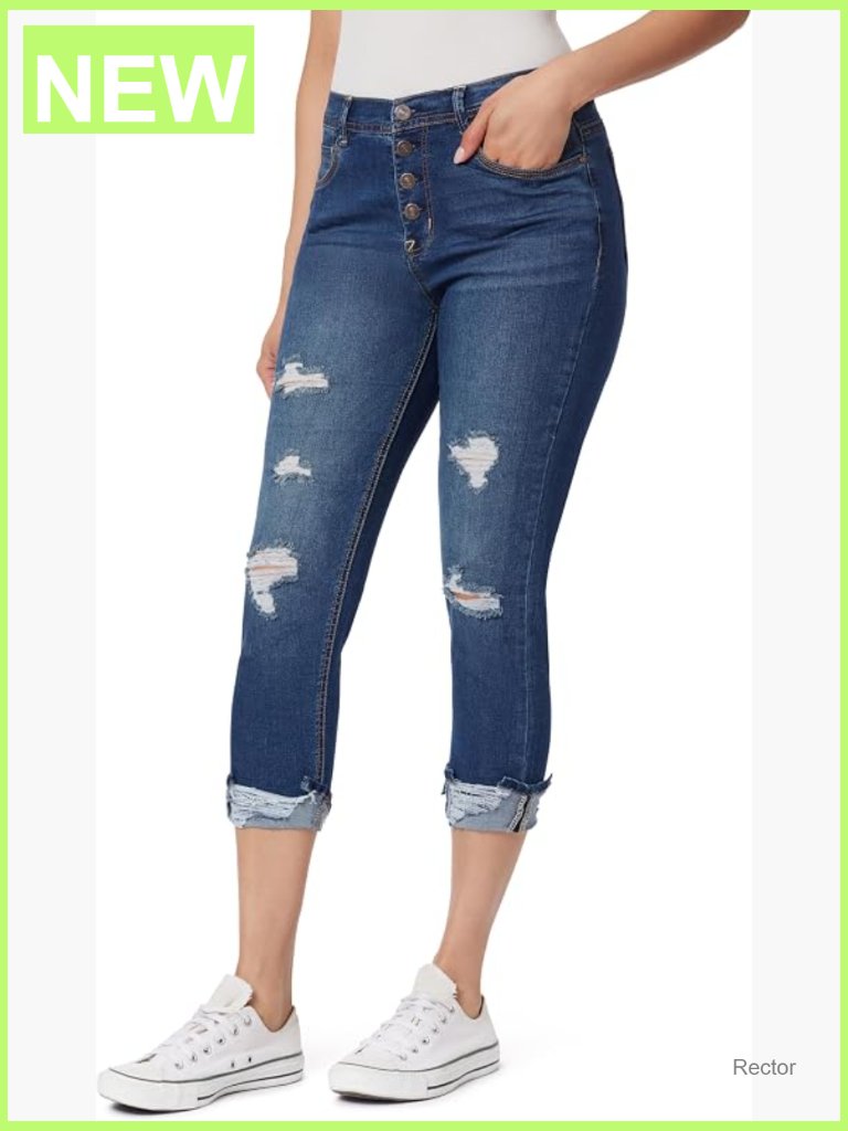 High Rise Curvy Crop Skinny Jeans Insta Stretch Denim 23.5" Inseam